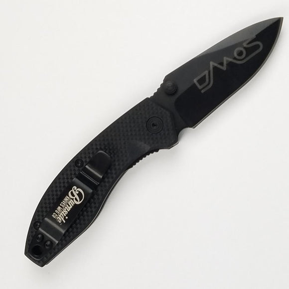 DMOS Collective Pocket Knife Burnside Linerlock Black G10 Folding D2 Steel 04BLK