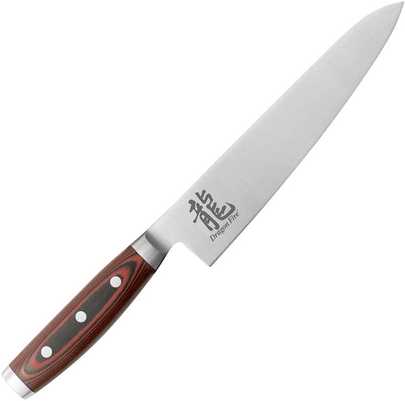 Dragon Apogee Dragon Fire Chefs Red Micarta BD1 Steel Fixed Blade Knife 00811