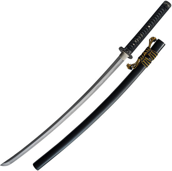 Dragon King Shi Katana Black Cord Wrapped Carbon Steel Sword w/ Scabbard 35280