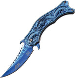 Dark Side Folding Knife Fantasy Blue Titanium Dragon 4.5" Clsd Pocket A019BL