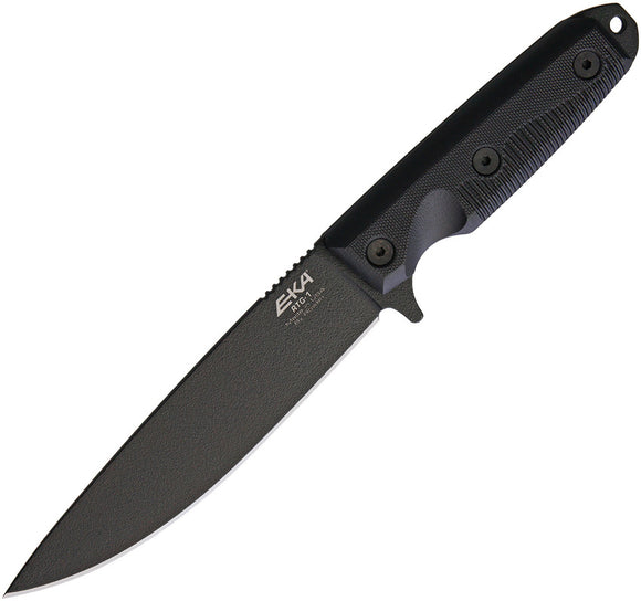 EKA RTG-1 Black G10 1095HC Drop Point Fixed Blade Knife w/ Belt Sheath 50010