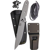 EKA RTG-1 Gray Powder Coat 1095HC Drop Pt Fixed Blade Knife w/ Gray Cord 50230