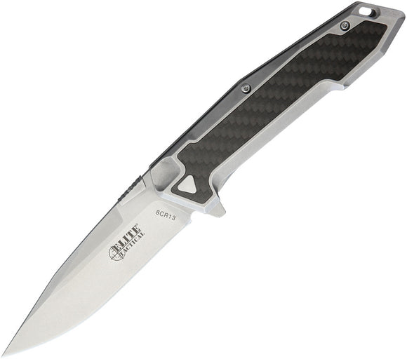 Elite Tactical Framelock Stonewash & Carbon Fiber Handle Folding Knife