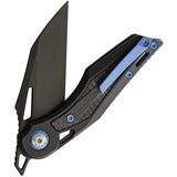 EOS Urchin Friction Folder Blue & Black Anodized Titanium Nitro V Knife EOS039   - On Sale