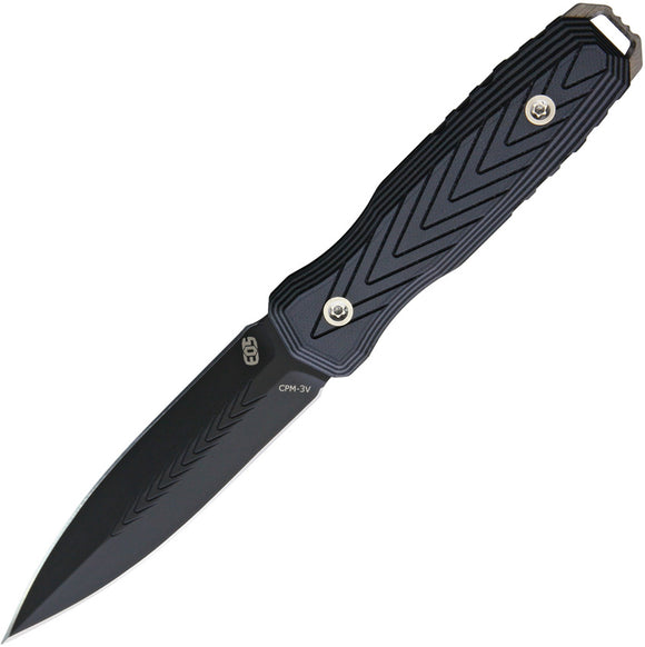 EOS Thresher Dagger Black G10 Fixed Blade Knife + Sheath 078