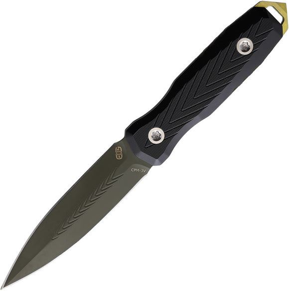EOS Mini Thresher Black/OD Green Aluminum CPM-3V Fixed Blade Knife w/ Sheath 089