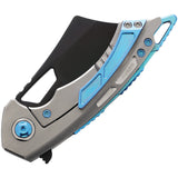 EOS Mini Nautilus Framelock Blue/Gray Titanium Folding CPM-S60V Knife 093   - On Sale