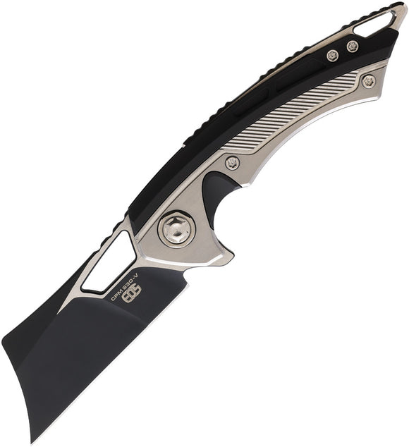EOS Mini Nautilus Framelock Black/Silver Titanium Folding CPM-S30V Knife 095
