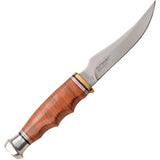 Elk Ridge Outskirt Brown Stacked Leather 8Cr13MoV Fixed Blade Knife 20028LBR