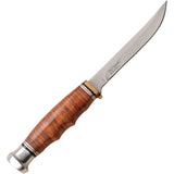 Elk Ridge Outskirt Brown Stacked Leather 8Cr13MoV Fixed Blade Knife 20030LBR
