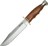Elk Ridge Outskirt Brown Stacked Leather 8Cr13MoV Fixed Blade Knife 20032LBR