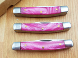 Elk Ridge LOT OF 3 Pink 2-Blade Stainless Ladies Folding Pocket Knife 211PK3