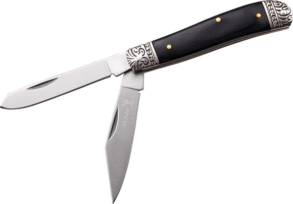 Elk Ridge Trapper Black Wooden Folding Stainless Steel Pocket Knife 220BW