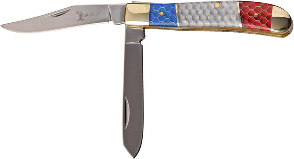 Elk Ridge Trapper Red White Blue C-Tek Folding Stainless Pocket Knife 946