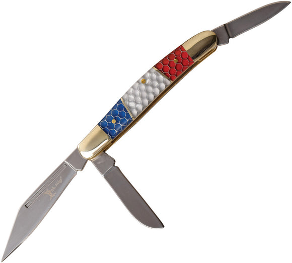 Elk Ridge Stockman Red White & Blue C-Tek Folding Stainless Pocket Knife 947