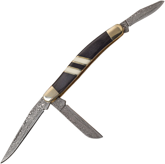 Elk Ridge Small Stockman Black Pakkawood Folding Damascus Pocket Knife 953WBCB