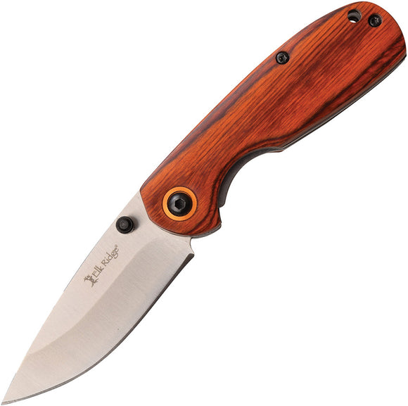 Elk Ridge Pakkawood Linerlock Brown Pakkawood Folding 3Cr13 Pocket Knife 966BR