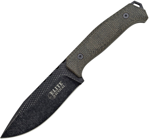 Elite Tactical Brown Micarta Handle Black Stonewash Fixed Blade Knife FIX002SDSW