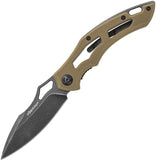 Fox Edge Sparrow Linerlock Tan G10 Handle StoneWash Stainless Folding Pocket Knife 033