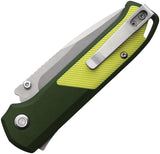 Flytanium Arcade Shark-Lock Green Aluminum & Yellow G10 Folding S35VN Knife 1253