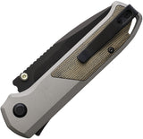 Flytanium Arcade Shark-Lock Aluminum & Green Micarta Folding S35VN Knife 1256