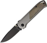 Flytanium Arcade Shark-Lock Aluminum & Green Micarta Folding S35VN Knife 1256
