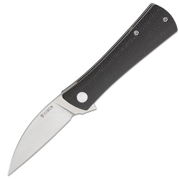 Finch Shiv Linerlock Shadow Black Micarta Folding 14C28N Pocket Knife SV402