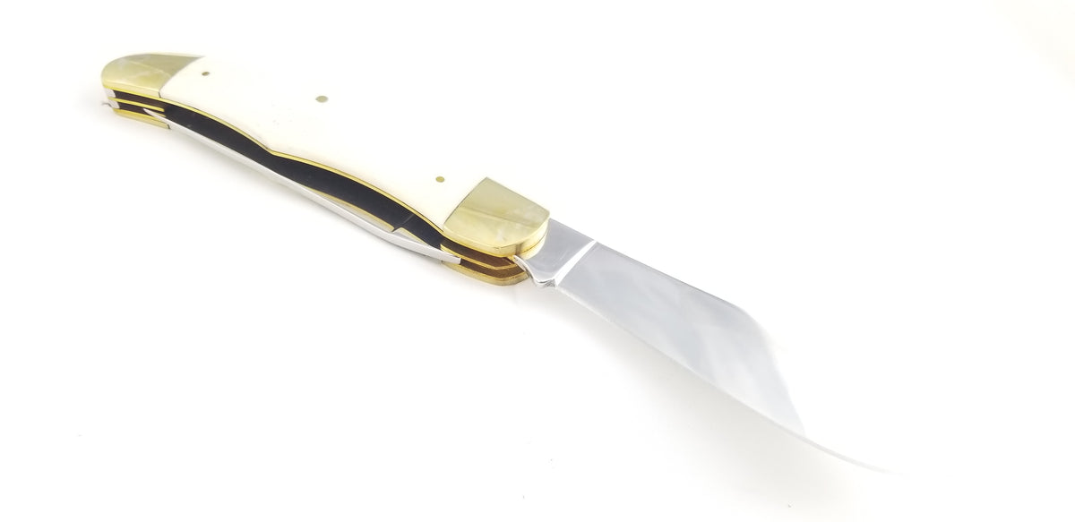 Frost Cutlery Ocoee River Hunter White Bone Folding Stainless Knife C5