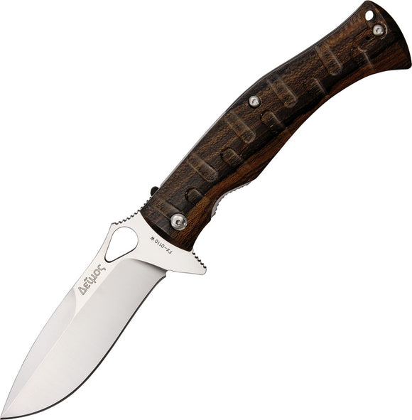 Fox Citadel Deimos Tactical Linerlock Brown Ziricote Wood Folding Knife 0110W