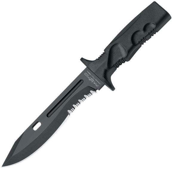Fox Leonida Survival Black N690 Stainless Serrated Fixed Blade Knife 0171107