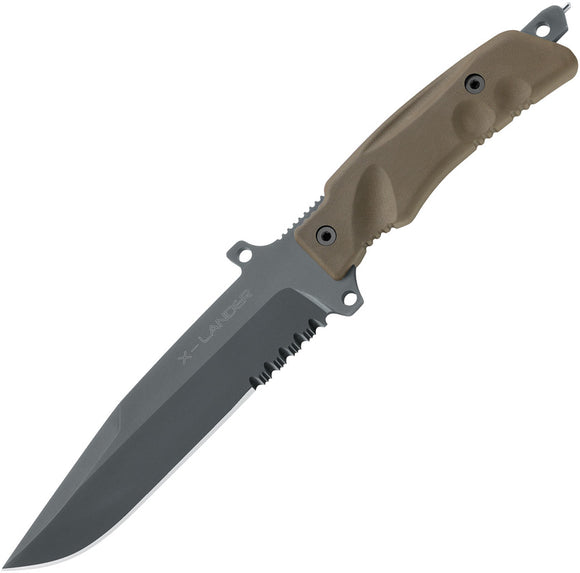 Fox X Lander Coyote Tan Partially Serrated Fixed Blade Knife w/ Sheath 0171109