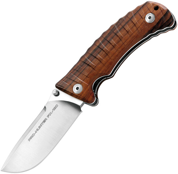 Fox Pro Hunter Linerlock Brown Santos Wood Handle N690 Folding Knife 130SW
