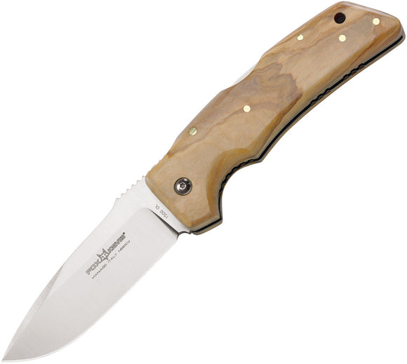 Fox Elite Linerlock Olive Wood Handle Bohler N690 Folding Knife w/ Sheath 1500OL