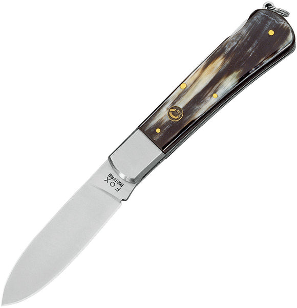 Fox Lockback Horn Handle 440C Stainless Spear Point Blade Folding Knife 210CR