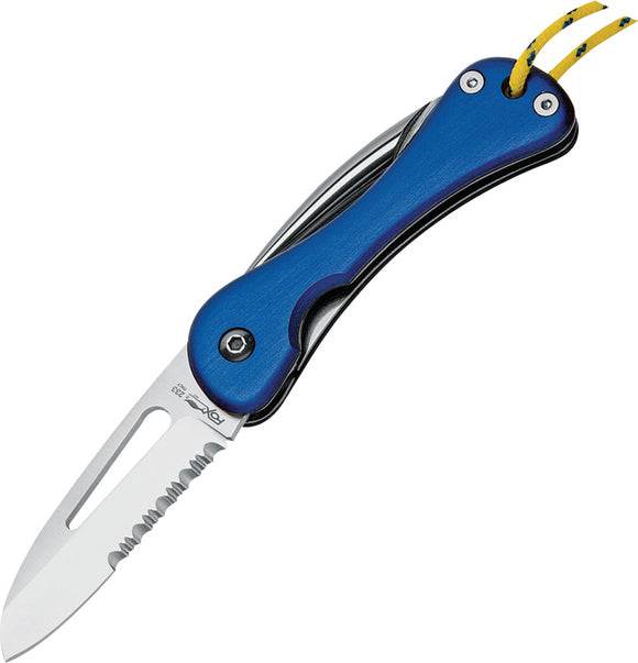 Fox Sailing Linerlock Blue Aluminum Handle 440C Folding Knife + Marlin Spike 233