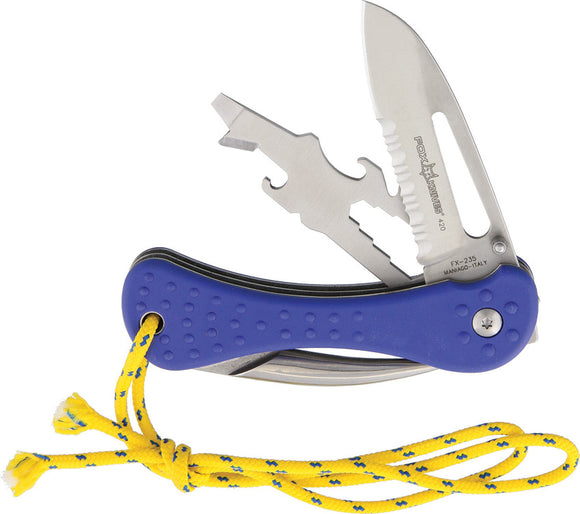 Fox Sailing Linerlock Blue FRN 420C Folding Multi-Tool Marlin Spike Knife 235