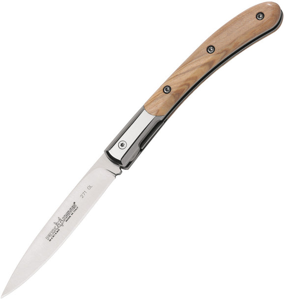 Fox Elite Linerlock Olive Wood Handle Bohler N690 Folding Spear Pt Knife 271OL