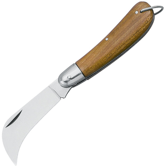 Fox Hawkbill Slip-Joint Brown Wood Folding Stainless Steel Pocket Knife 36917B