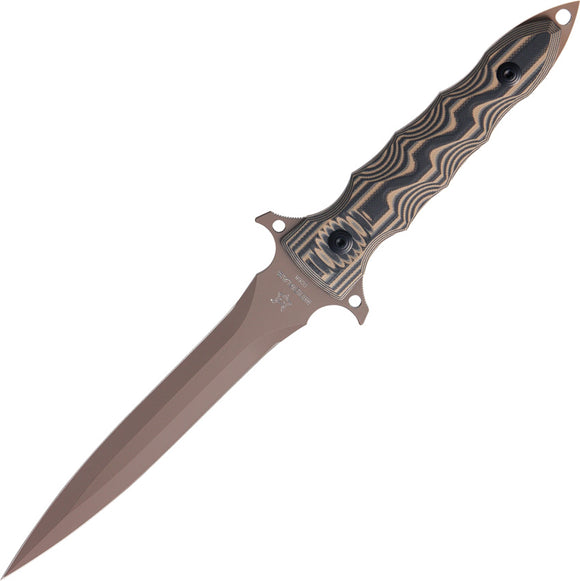 Fox Modras Dagger Black & Tan G10 Handle Fixed N690Co Double Edge Knife 508