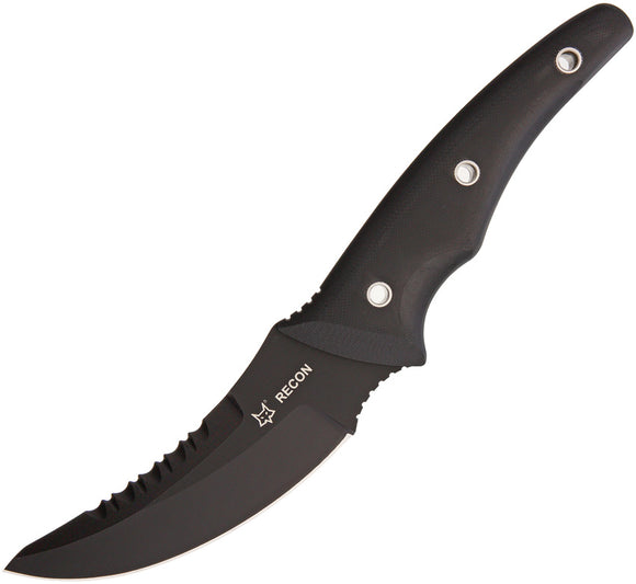 Fox Recon Black Micarta Handle Fixed N690Co Sawback Blade Knife w/ Sheath 512
