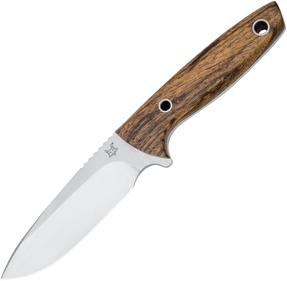 Fox Field Hunter Bocote Wood Handle Fixed Blade Knife w/ Leather Belt Sheath 513