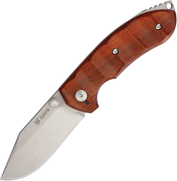 Fox Ravn Linerlock Cocobolo Wood Handle N690Co Folding Knife w/ Belt Sheath 514