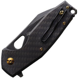 Fox Yaru Linerlock Black & Gold CF Folding Bohler M390 Pocket Knife 527LICF