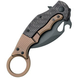 Fox Karambit Framelock Black & Tan G10 Folding Stainless Pocket Knife 599TIC