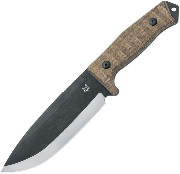 Fox Bushcraft Fixed Blade Knife Tan Micarta D2 Tool Steel Drop Pt Blade 609OD