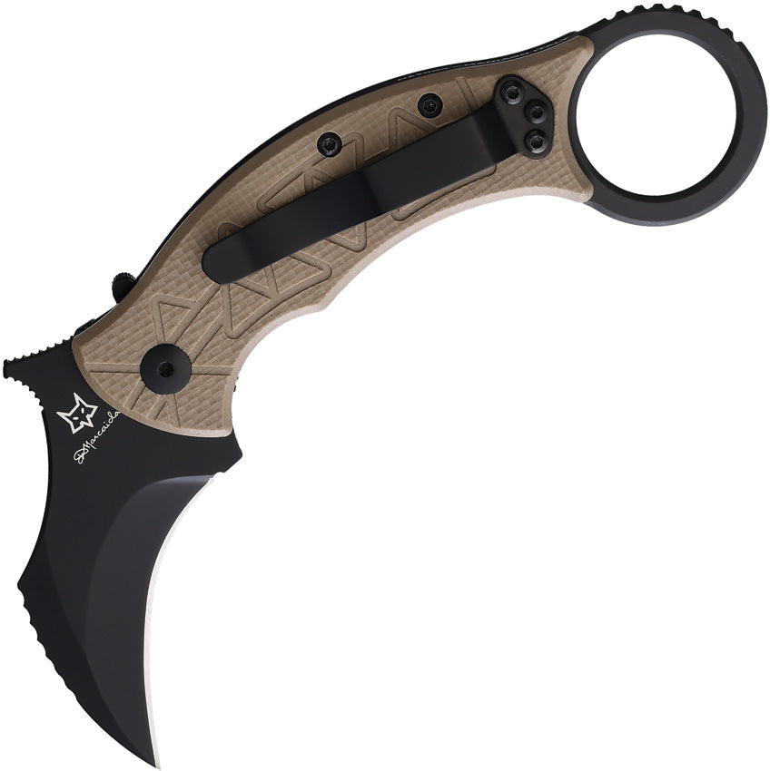 Fox Tribal K Karambit Linerlock Tan G10 Folding Bohler N690 Pocket