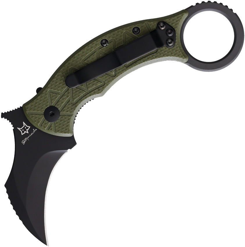 Fox Tribal K Karambit Linerlock Green G10 Folding Bohler N690