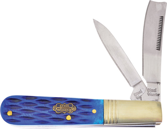 Frost Cutlery Barlow Razor Blue Jigged Bone Folding Stainless Pocket Knife W035BLCS