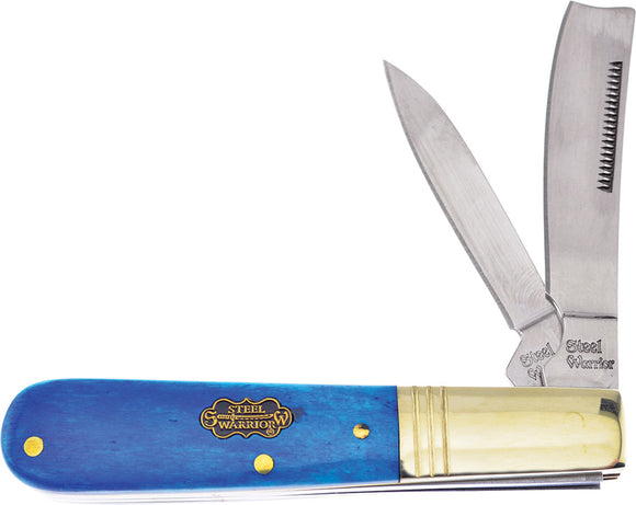 Frost Cutlery Barlow Razor Blue Smooth Bone Folding Stainless Pocket Knife W035BLSB