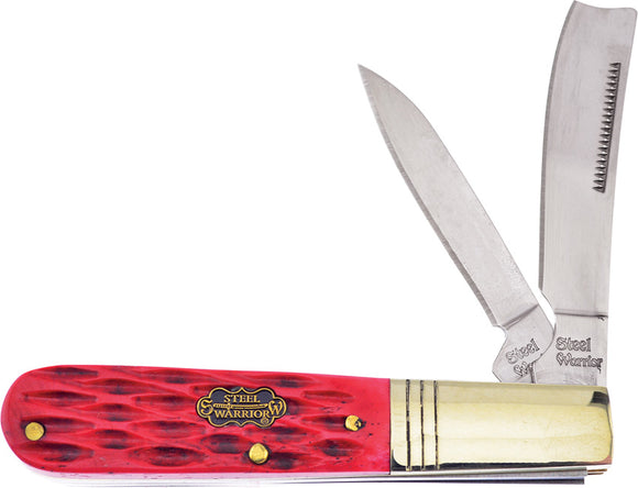 Frost Cutlery Barlow Razor Red Jigged Bone Folding Stainless Pocket Knife W035DRCS